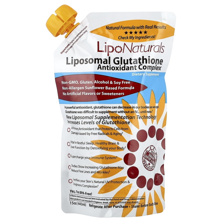 Lipo Naturals, Антиоксидантный комплекс - липосомальный глютатион с  сетрией, 15 ж. унц. (443 мл) | Аминокислоты