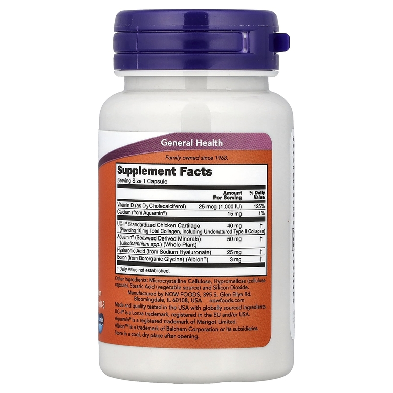 NOW Foods, добавка для здоровья суставов с коллагеном 2 типа, 60 капсул