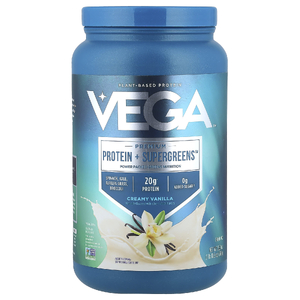 Vega, Растительный протеин + зелень, со вкусом ванили, 760 г (1 фунт 10,8 унции)