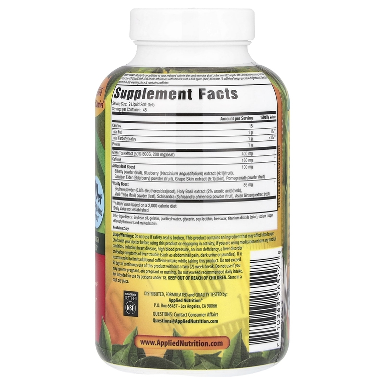 Applied Nutrition, Жиросжигатель с зеленым чаем, 90 капсул