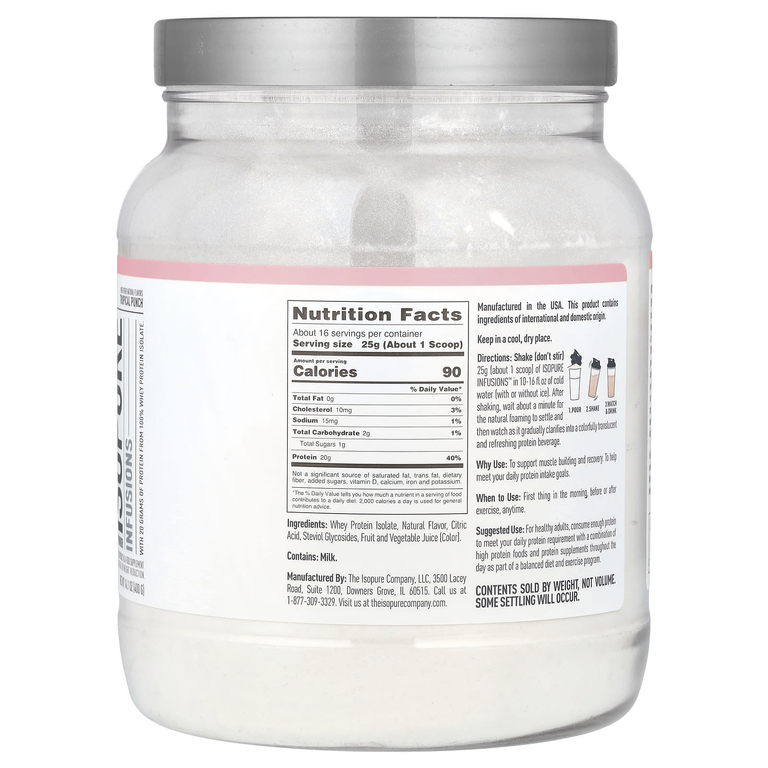 Isopure, Протеиновый порошок, тропический пунш, 400 г
