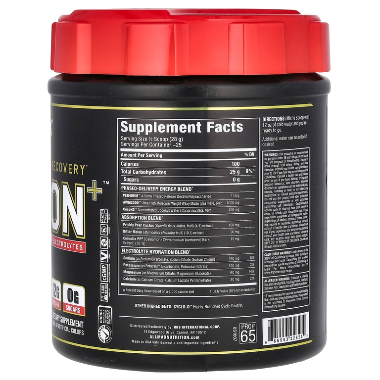 ALLMAX, CARBion + с электролитами, без ароматизаторов, 24,7 унции (700 г)