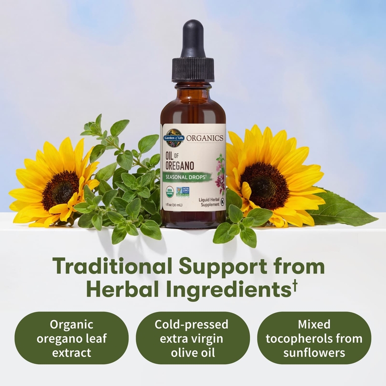 Garden of Life, Organics, масло орегано, сезонные капли, без спирта, 30 мл (1 жидк. унц.)
