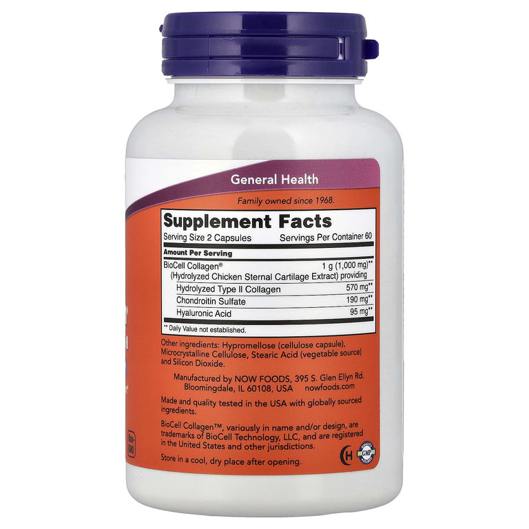 NOW Foods, BioCell Collagen®, гидролизованный коллаген II типа, 120 капсул