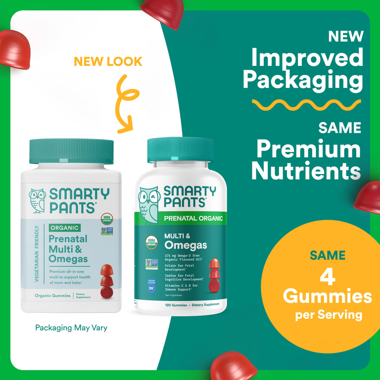 SmartyPants, Organics, пренатальный комплекс, 120 вегетарианских жевательных таблеток