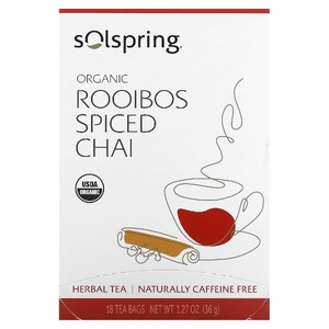 Dr. Mercola, Solospring®, органический травяной чай, ройбуш со специями, без кофеина, 18 чайных пакетиков, 36 г (1,27 унции) (Товар снят с продажи) 