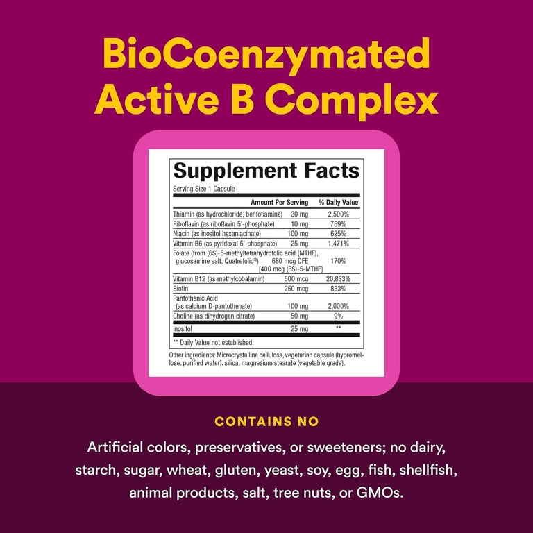 Natural Factors, BioCoenzymated®, комплекс активных витаминов группы B, 60 вегетарианских капсул