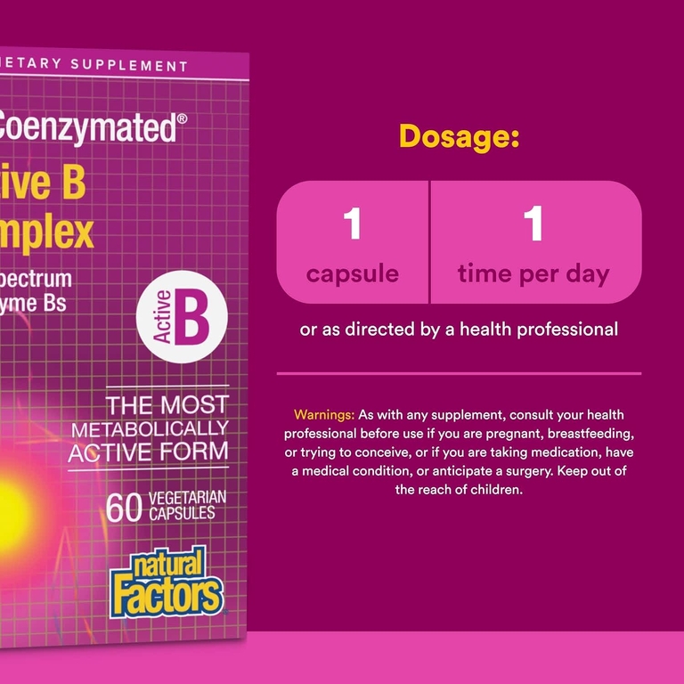 Natural Factors, BioCoenzymated®, комплекс активных витаминов группы B, 60 вегетарианских капсул