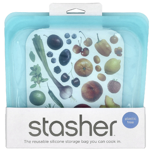 Stasher, Aqua, многоразовый силиконовый контейнер для еды, удобный размер для бутербродов, средний, 450 мл (15 жидк. унций)