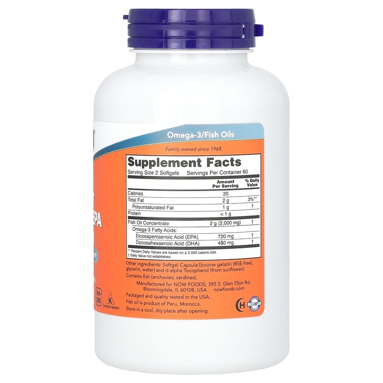 NOW Foods, рыбий жир с эйкозапентаеновой кислотой, 120 капсул