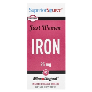 Superior Source, Just Women, железо, 25 мг, 90 быстрорастворимых таблеток MicroLingual®