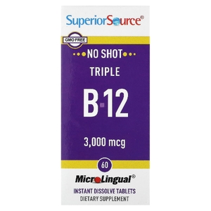 Superior Source, Triple B-12, 3000 мкг, 60 быстрорастворимых таблеток MicroLingual