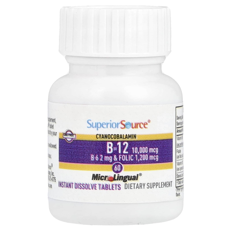 Superior Source, витамины B12, B6 и фолиевая кислота, 60 быстрорастворимых таблеток MicroLingual®