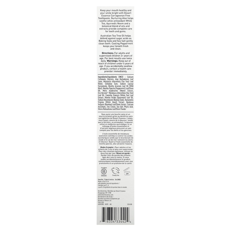 Desert Essence, зубная паста с алоэ и маслом чайного дерева, с мятным вкусом, 176 г (6,25 унции)
