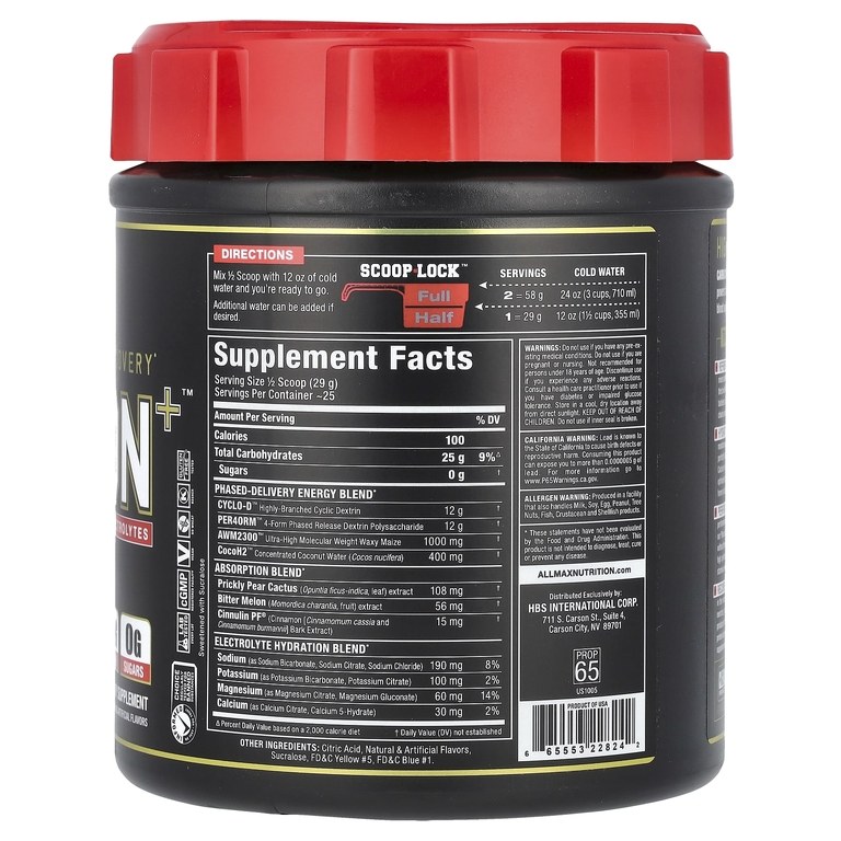 ALLMAX, CARBion + с электролитами, лимон и лайм, 725 г (30,7 унции)