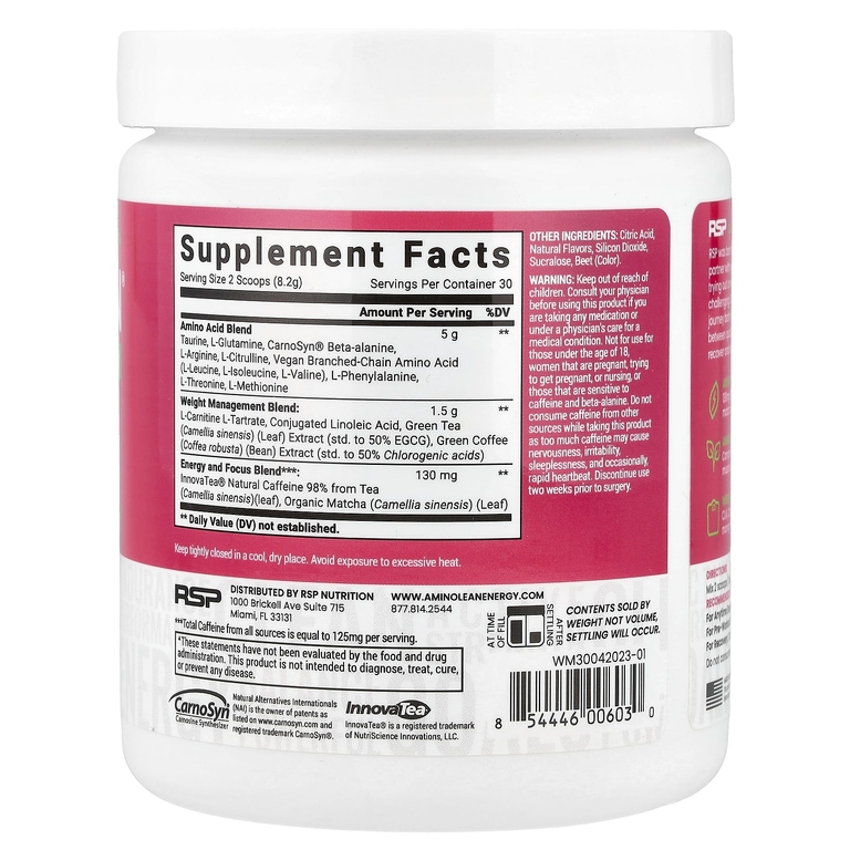 RSP Nutrition, AminoLean® Energy, со вкусом арбуза, 246 г (8,68 унции)