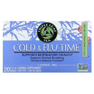 Triple Leaf Tea, травяной чай от простуды и гриппа, без кофеина, 20 чайных пакетиков, 30 г (1,06 унции)