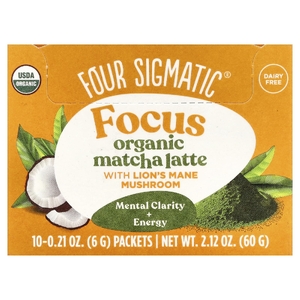 Four Sigmatic, Think, органическая смесь для латте матча с грибами ежовиком гребенчатым, 10 пакетиков по 6 г (0,21 унции)