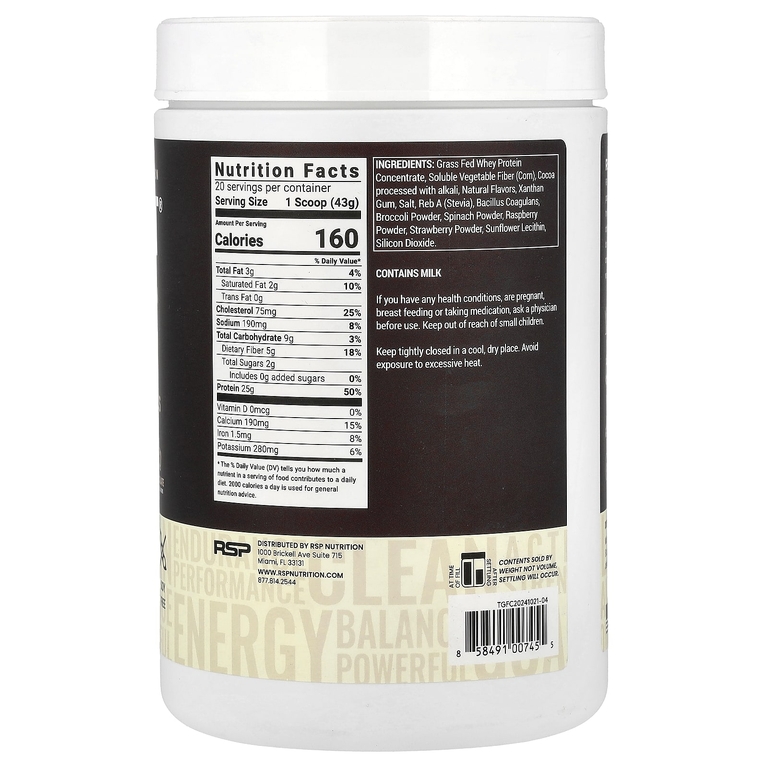RSP Nutrition, TrueFit, сывороточный протеиновый коктейль из экологически чистых ингредиентов, шоколад, 940 г (2 фунта)