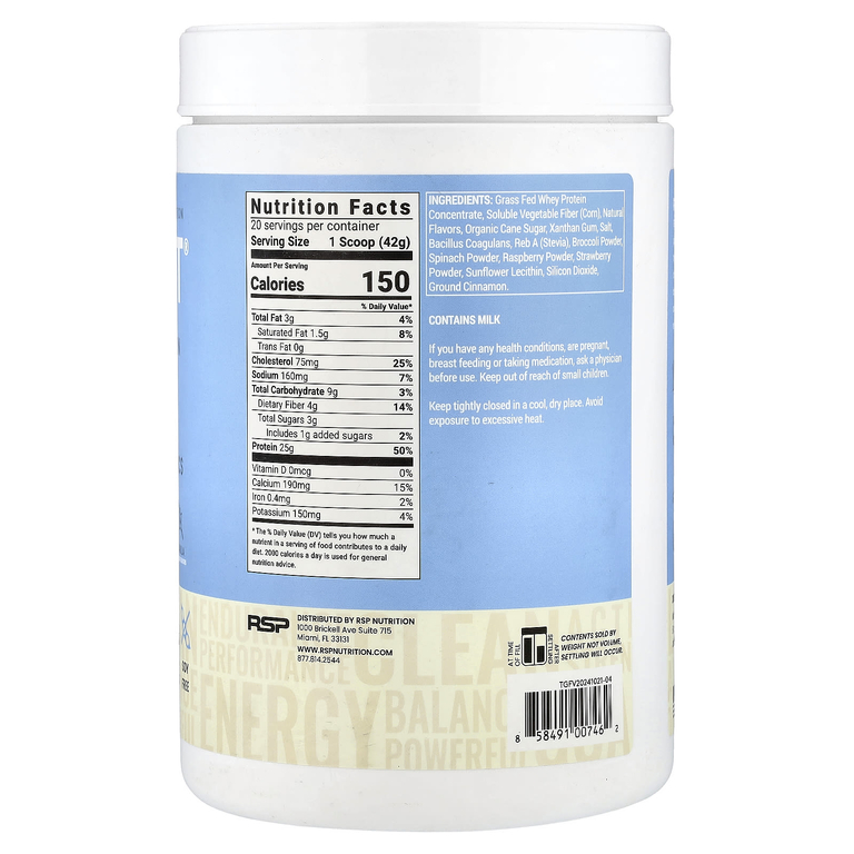 RSP Nutrition, TrueFit, сывороточный протеиновый коктейль из экологически чистых ингредиентов, ваниль, 940 г (2 фунта)