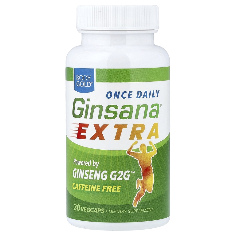 BodyGold, Ginsana® Extra, без кофеина, 30 растительных капсул