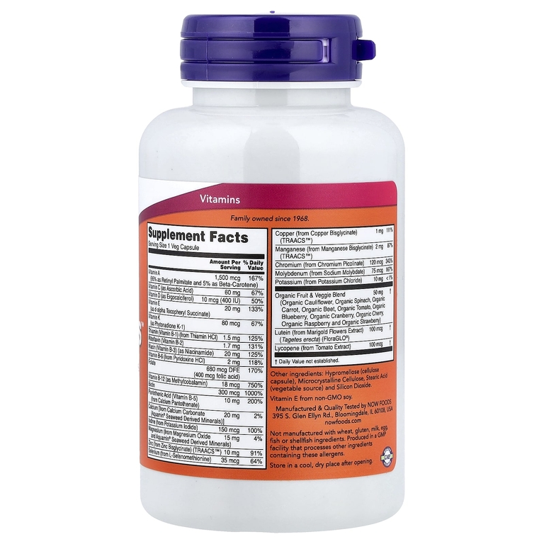 NOW Foods, Daily Vits™, мультивитамины и минералы, 120 растительных капсул