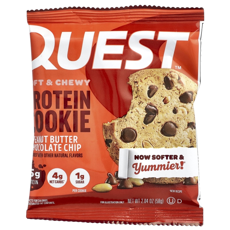Quest Nutrition, Protein Cookie, арахисовая паста с шоколадной крошкой, 12 печений, 58 г (2,04 унции)
