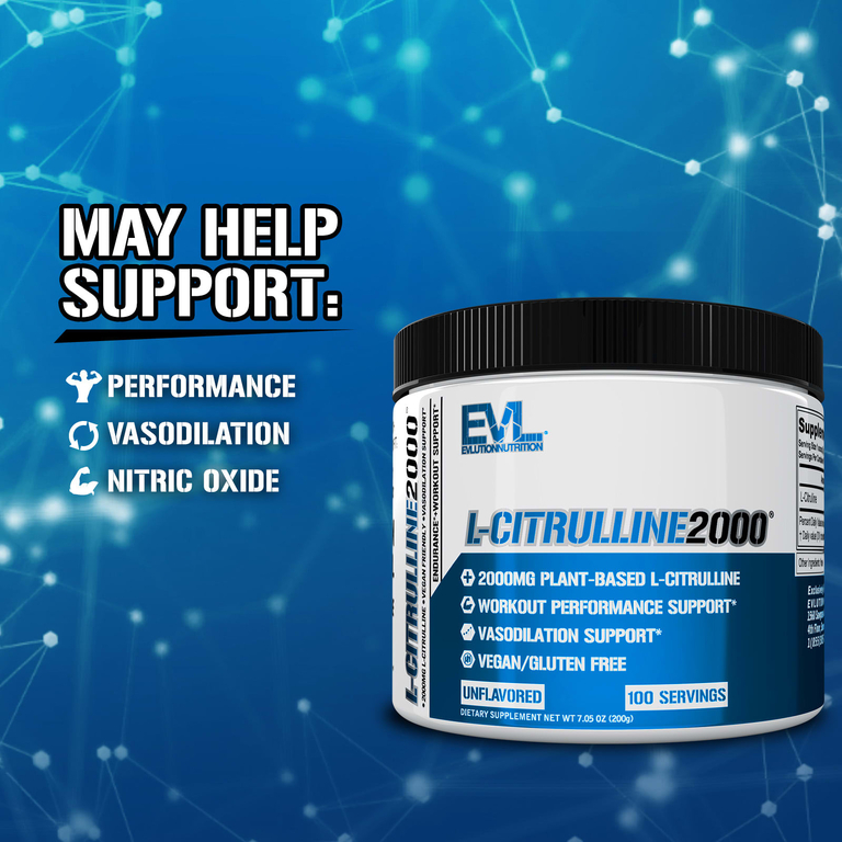 EVLution Nutrition, L-Citrulline 2000, L-цитруллин, без добавок, 200 г (7,5 унции)