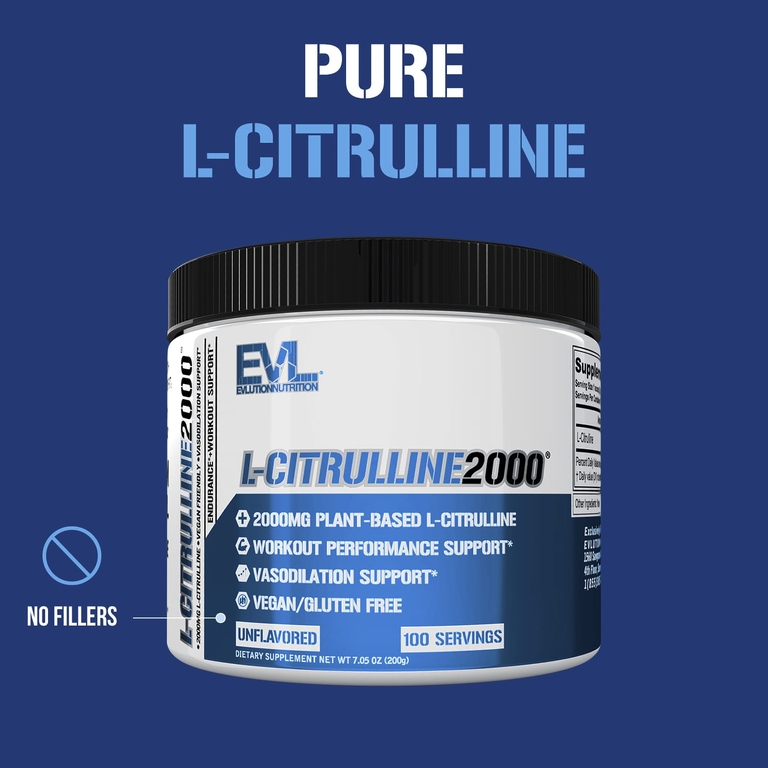 EVLution Nutrition, L-Citrulline 2000, L-цитруллин, без добавок, 200 г (7,5 унции)