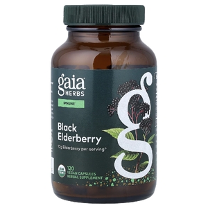 Gaia Herbs, черная бузина с плодами ацеролы, 120 веганских капсул