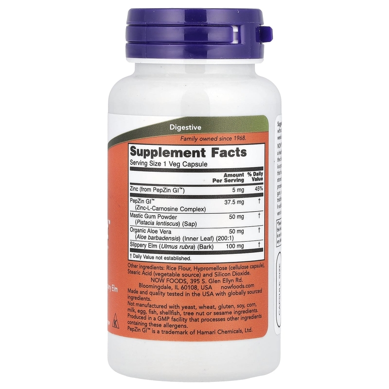 NOW Foods, Gastro Comfort™ с PepZin GI™, 60 растительных капсул