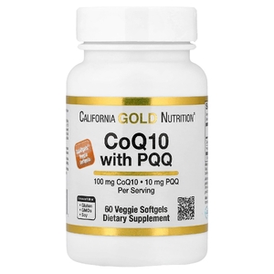 California Gold Nutrition, коэнзим Q10 с PQQ, убихинон класса USP, в растительных капсулах из тапиоки с подсолнечным лецитином, 60 растительных капсул