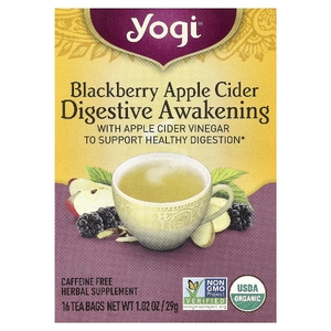 Yogi Tea, Пробуждение пищеварения, чай без кофеина с ежевикой и яблочным сидром, 16 чайных пакетиков, 29 г (1,02 унции)