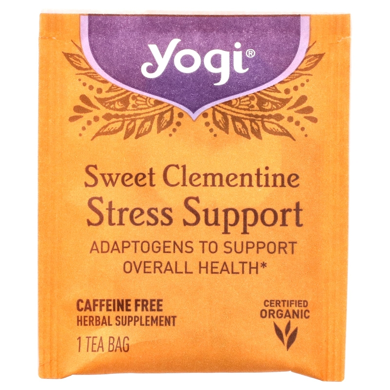 Yogi Tea, поддержка при стрессе, сладкий клементин, без кофеина, 16 чайных пакетиков, 32 г (1,12 унции)