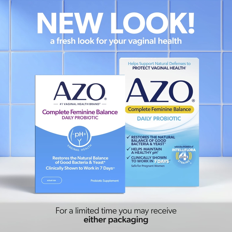 AZO, Complete Feminine Balance, пробиотик для ежедневного приёма, 5 млрд КОЕ, 30 капсул для приёма один раз в день