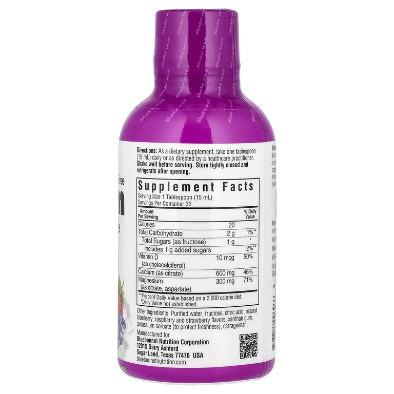 Bluebonnet Nutrition, жидкий цитрат кальция и магния с витамином D3, ягодное ассорти, 473 мл (16 жидк. унц.)