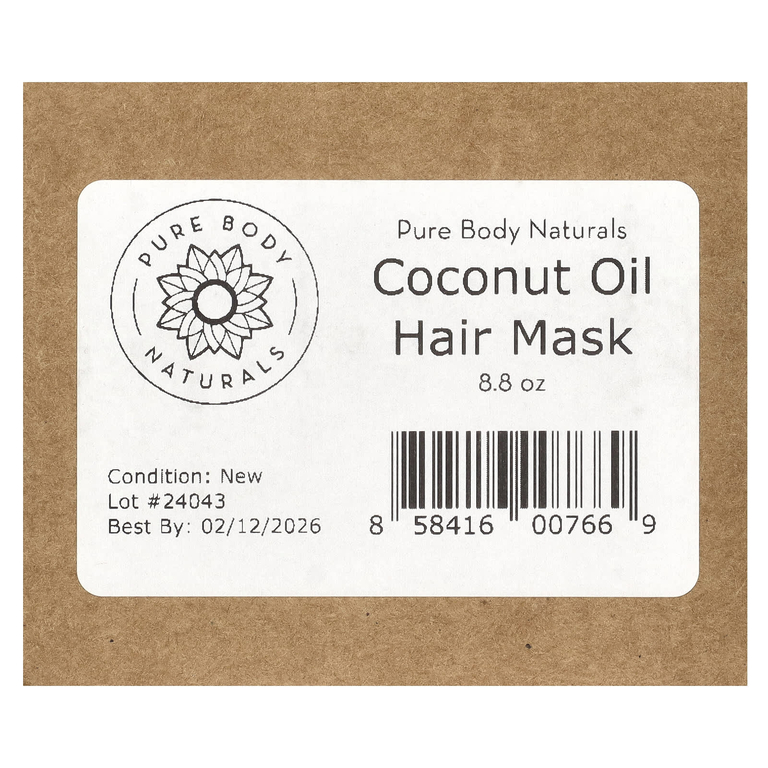 Pure Body Naturals, маска для глубокого восстановления волос с кокосовым маслом, 260 мл (8,8 жидк. унции)