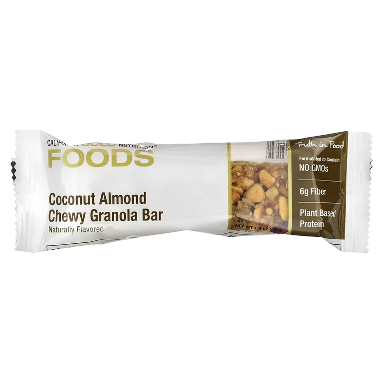 California Gold Nutrition, Foods, батончики-мюсли с клюквой и миндалём, 12 шт. по 40 г (1,4 унции)