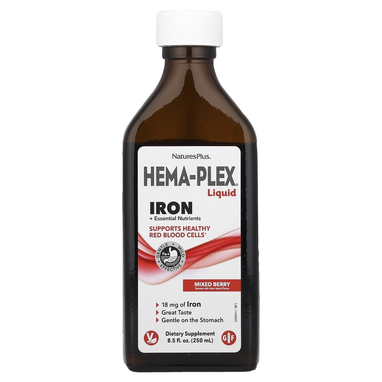 NaturesPlus, жидкое железо и необходимые питательные вещества, ягодный вкус, 250 мл (8,5 жидк. унции)