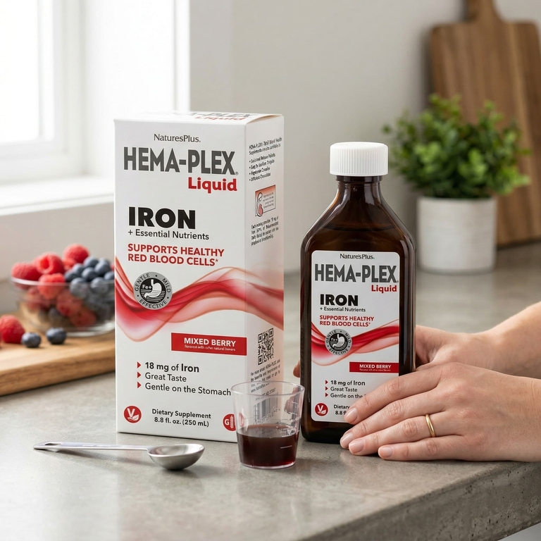 NaturesPlus, жидкое железо и необходимые питательные вещества, ягодный вкус, 250 мл (8,5 жидк. унции)