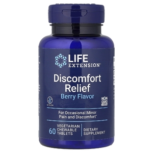 Life Extension, средство для облегчения дискомфорта, с ягодным вкусом, 60 вегетарианских жевательных таблеток