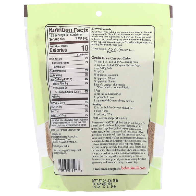 Bob's Red Mill, Organic, Coconut Sugar, 13 oz (369 g)
