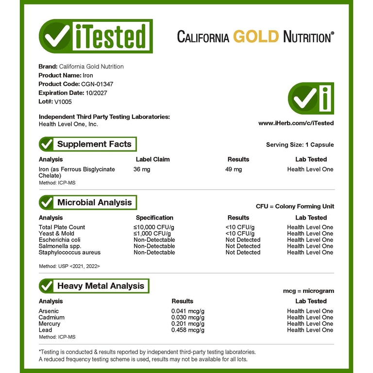 California Gold Nutrition, Ferrochel®, железо (бисглицинат), 36 мг, 90 растительных капсул