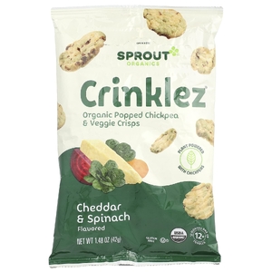 Sprout Organics, Crinklez®, органические чипсы из нута и овощей, для детей от 12 месяцев и старше, чеддер и шпинат, 42 г (1,48 унции)