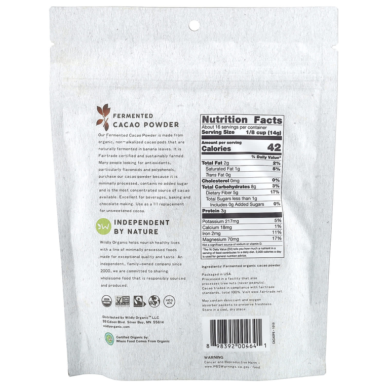 Wildly Organic, Ферментированный порошок какао, 227 г (8 унций)