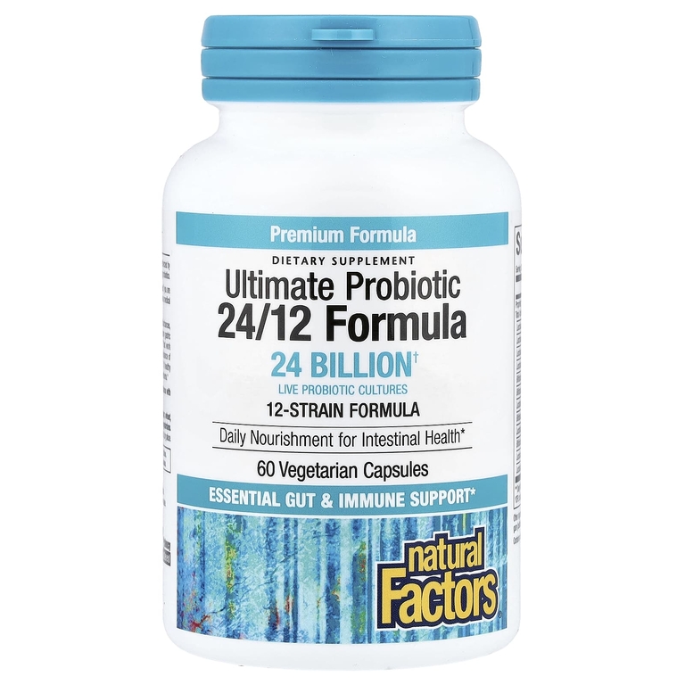 Natural Factors, Ultimate Probiotic, формула 24/12, 60 вегетарианских капсул