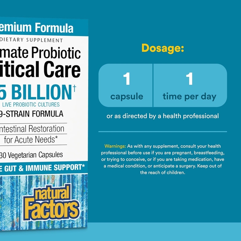 Natural Factors, Ultimate Probiotic, критический уход, 55 млрд КОЕ, 30 вегетарианских капсул (Товар снят с продажи) 