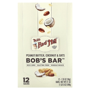 Bob's Red Mill, Bob's Bar ™, арахисовая паста, кокос и овес, 12 батончиков по 50 г (1,76 унции)