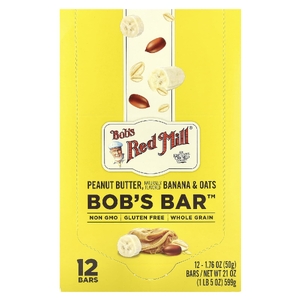 Bob's Red Mill, Bob's Bar ™, арахисовая паста, банан и овес, 12 батончиков по 50 г (1,76 унции)