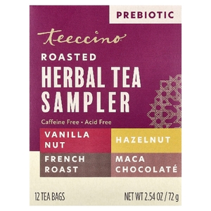 Teeccino, Пребиотик для жареного травяного чая, 4 вкуса, не содержит кофеина, 12 чайных пакетиков, 2,54 унции (72 г)
